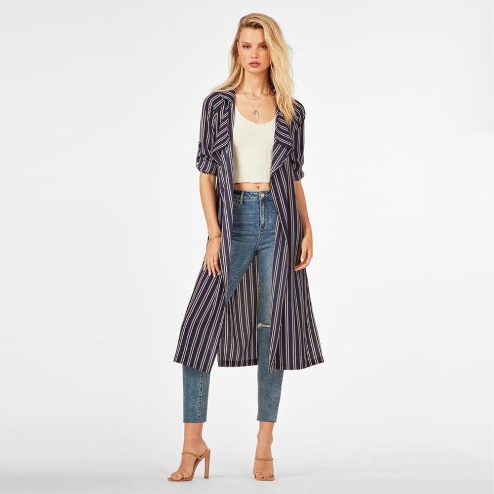 Lightweight Stripe Trench Coat - Picture 2 of 7